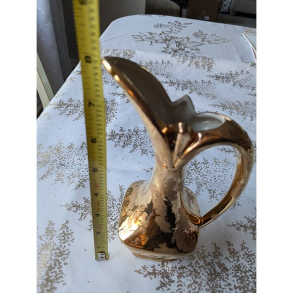 Vintage MidCentury Style Weeping Gold 8" Pitcher Vase Retro Glam EUC - Picture 10 of 12